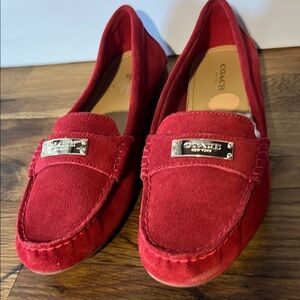 Coach Red Suede Driving Loafers